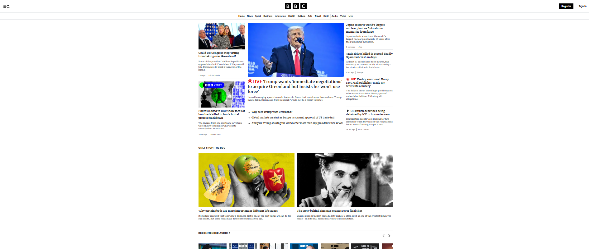 Picture of BBC Homepage